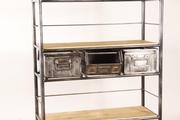 Industrial- vintage-  antigue pine- decorations style Industrial vintage rack in metal / wood, european 1960