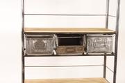 Industrial- vintage-  antigue pine- decorations style Industrial vintage rack in metal / wood, european 1960