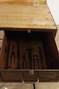 Industrial- vintage-  antigue pine- decorations style Industrial vintage table in Wood/metal, european 1960