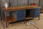 Industrial- vintage-  antigue pine- decorations style Industrial vintage workbench/sidetable in Wood/metal, european 1960
