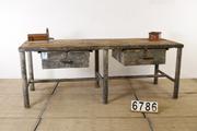 Industrial- vintage-  antigue pine- decorations style Industrial vintage workbench/sidetable in Wood/metal, european 1960