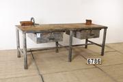 Industrial- vintage-  antigue pine- decorations style Industrial vintage workbench/sidetable in Wood/metal, european 1960
