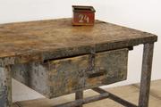 Industrial- vintage-  antigue pine- decorations style Industrial vintage workbench/sidetable in Wood/metal, european 1960