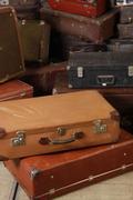 Industrial- vintage-  antigue pine- decorations style Vintage suitcase in Leather, european 1960
