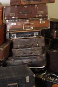 Industrial- vintage-  antigue pine- decorations style Vintage suitcase in Leather, european 1960