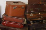 Industrial- vintage-  antigue pine- decorations style Vintage suitcase in Leather, european 1960