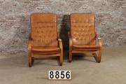 style Vintage leather chairs in wood/Leather, European