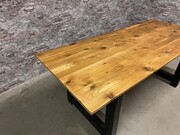 style Industrial diningtable/table  in wood/metal, European 20th century