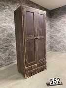 style Industrial retro vintage cabinet in wood, European 20th century