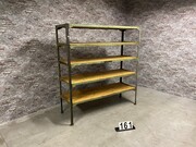 style Industrial retro vintage rack in wood/metal, European 20th century