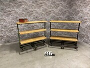 style Industrial retro vintage rack on wheels in wood/metal, European 20th century