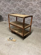 style Industrial retro vintage rack/trolley in wood/metal, European 20th century