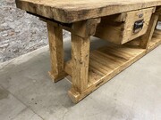 style Industrial retro vintage workbench/desk/sidetable in wood, European