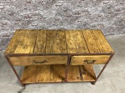 style Industrial retro vintage workbench/desk/sidetable in wood/metal, European