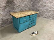 style Industrial retro vintage workbench/desk/sidetable in wood/metal, European