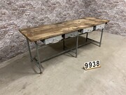 style Industrial retro vintage workbench/desk/sidetable in wood/metal, European
