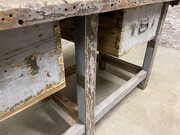 style Industrial retro vintage workbench/desk/sidetable in wood/metal, European 20th century
