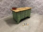 style Industrial retro vintage workbench/desk/sidetable in wood/metal, European 20th century