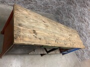 style Industrial retro vintage workbench/desk/sidetable in wood/metal, European 20th century